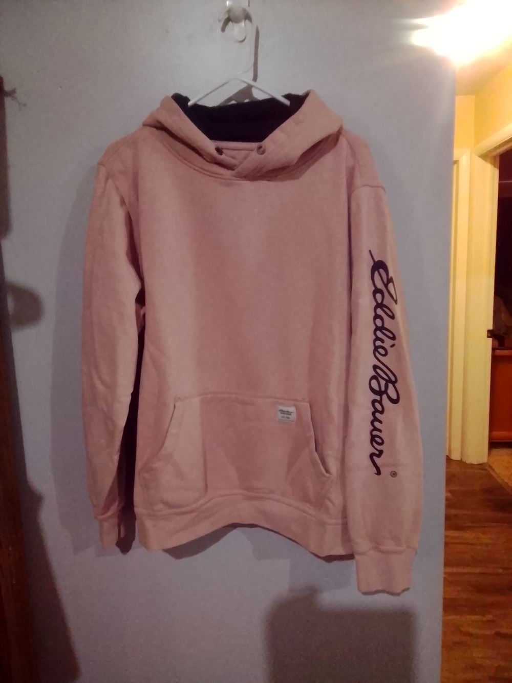 Eddie Bauer Work Wear Pink Pullover Hoodie with Script Sleeve